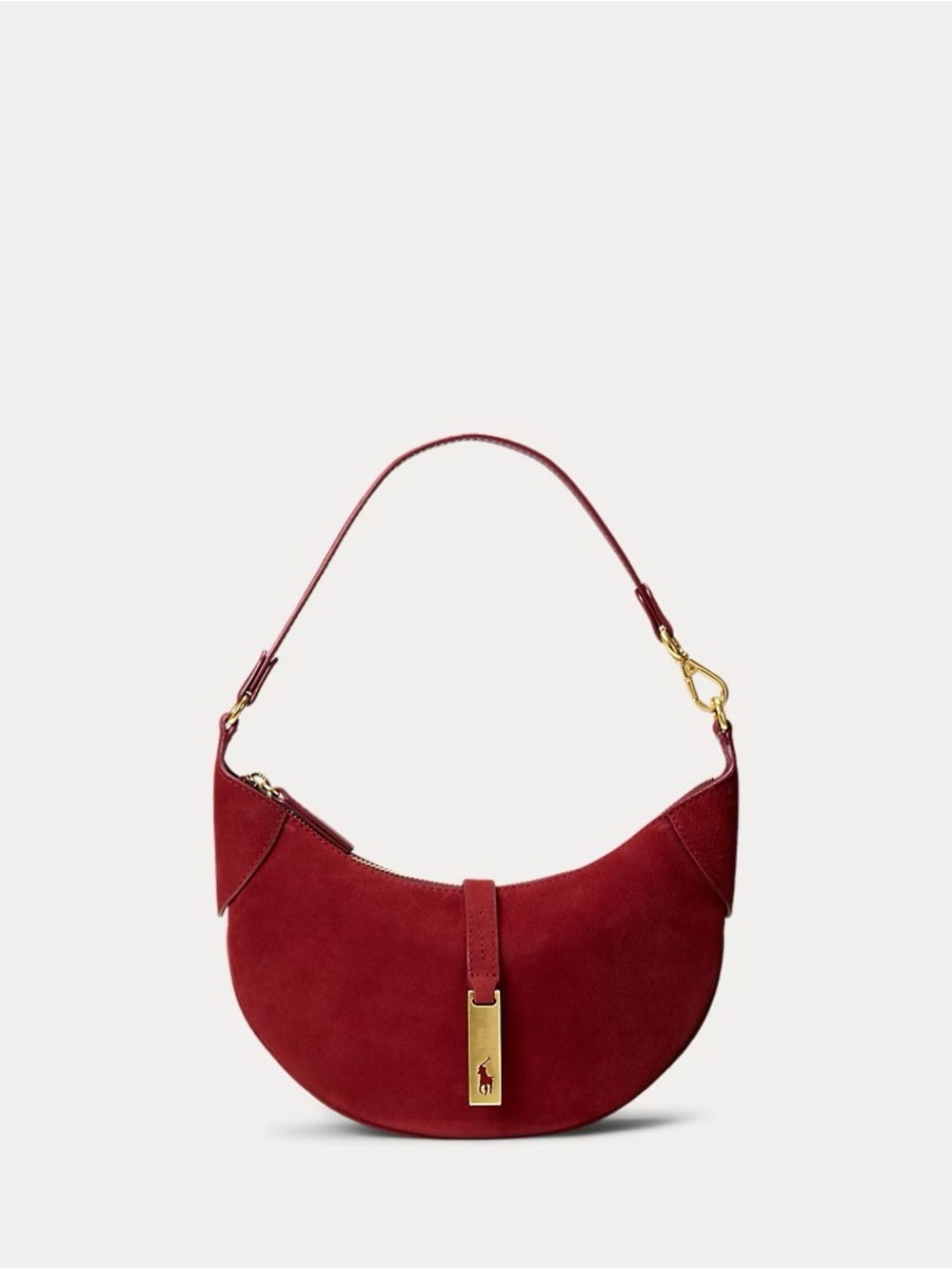 Ralph lauren red suede polo id bag